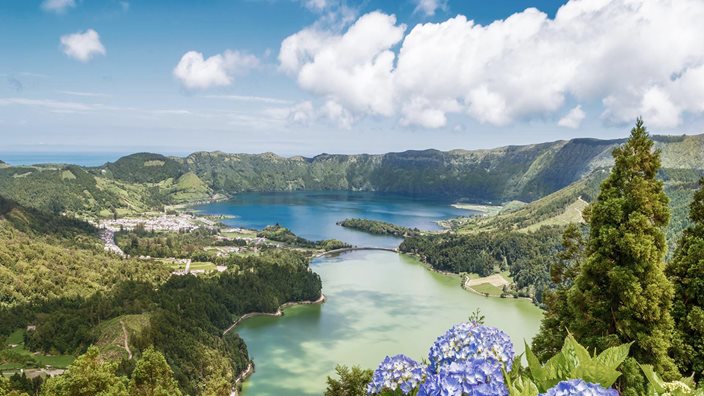 Volcanic landscapes and coastal views in the Azores