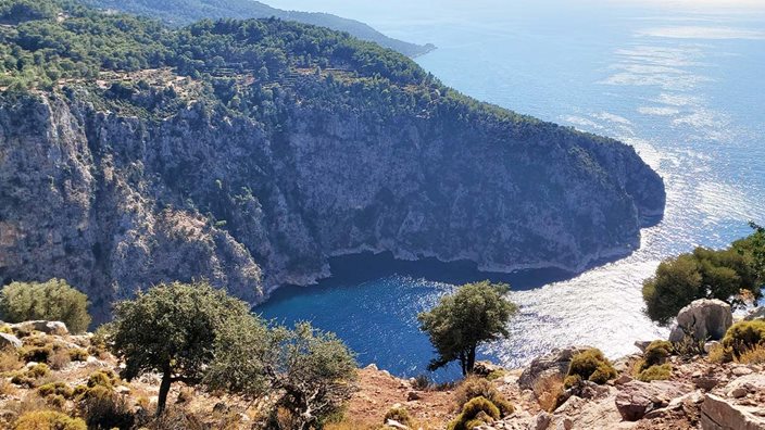 Walking the Lycian Way near Faralya with autumn colors
