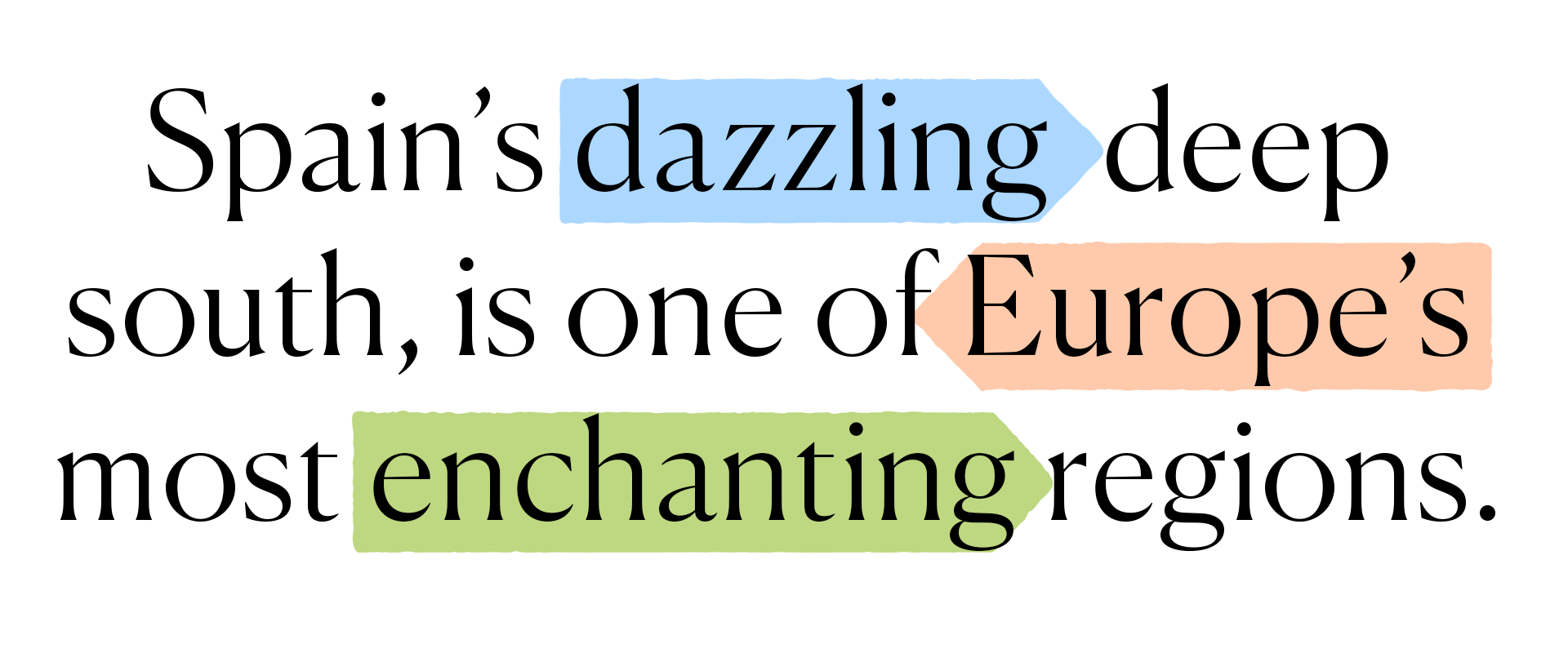 Branded text: White Towns & Rugged Mountains